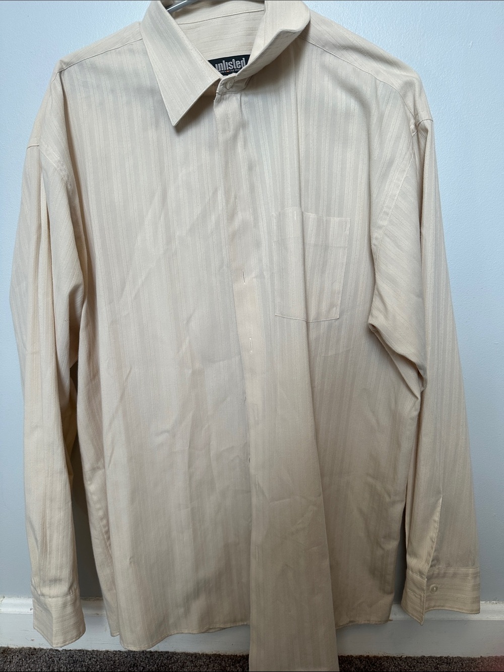 Unlisted Men's Cream Striped Long-Sleeve Dress Shirt